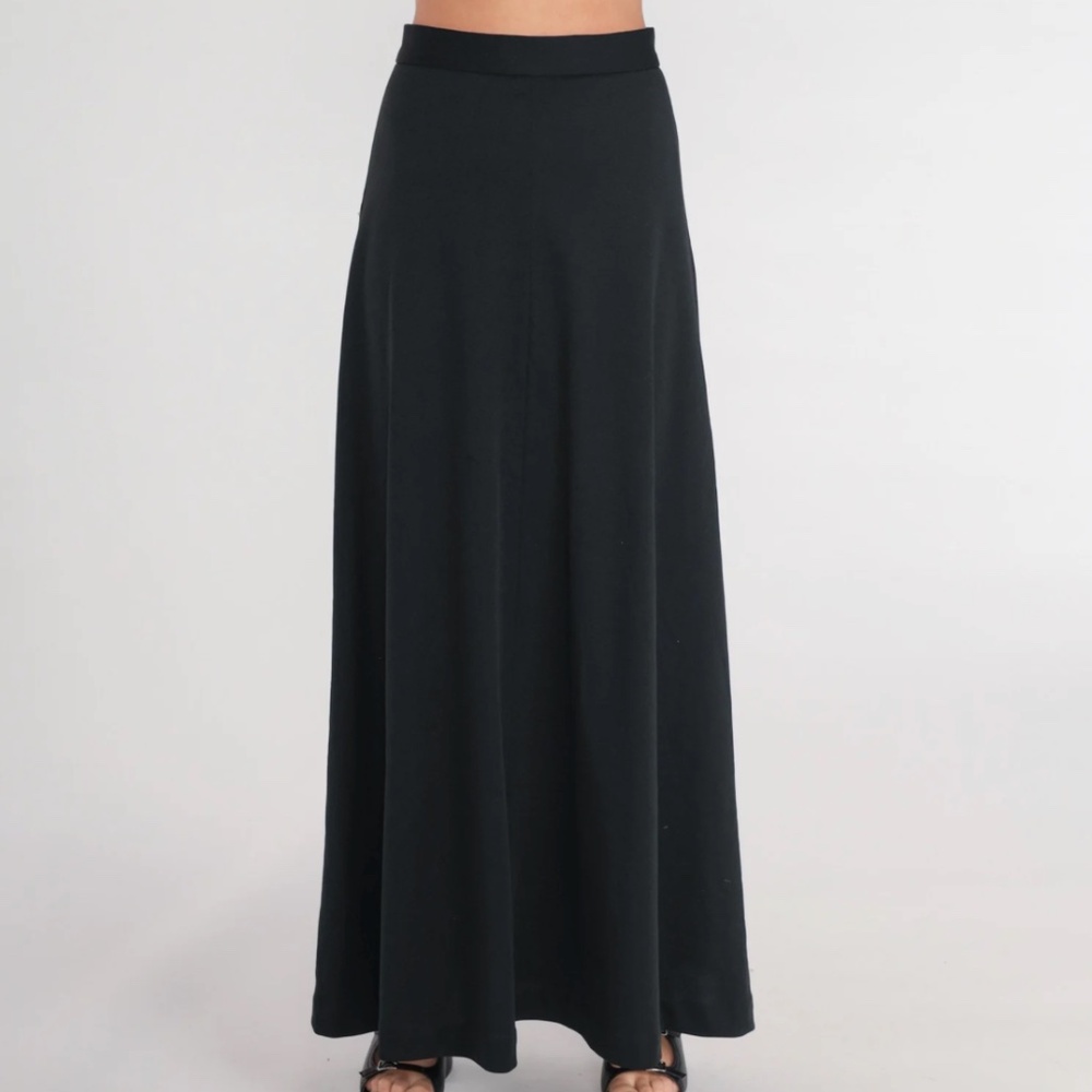 Black Maxi Skirt 70s Long Black Skirt High Waisted Hippie Festival Gothic Drape